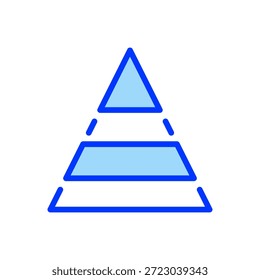 Ícone de Linha de Pirâmide de Dados, Símbolo de Estrutura de Tópicos para Hierarquia Estrutural, Categorização de Nível, Base de Informações, Arquitetura em Camadas e Prioridade de Conhecimento. Ícone de sinal vetorial.