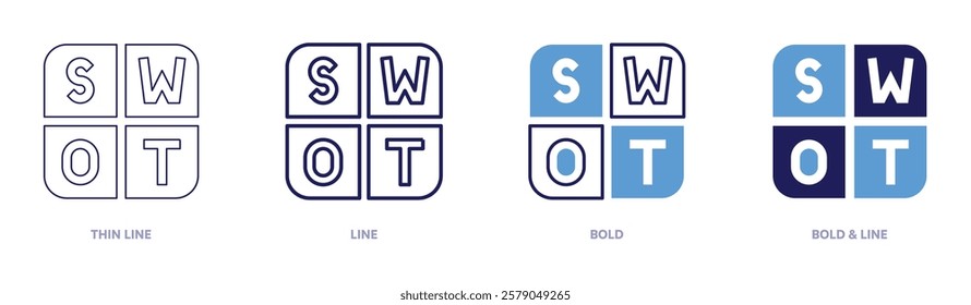 Data quality icon in 4 different styles. Thin Line, Line, Bold, and Bold Line. Duotone style. Editable stroke.