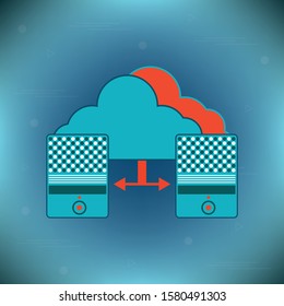 Data recovery, data backup, restoration and security flat design vector with icons