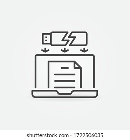 Data Recovery from a Broken USB Drive on Laptop vector concept outline icon or sign