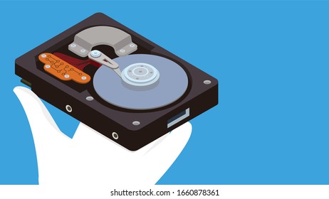 Data recovery Hard disk vector flat illustration
