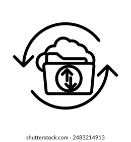 Data Recovery icon linear logo mark in black and white