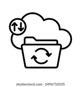 Icono de recuperación de datos lineal logo marca en blanco y negro