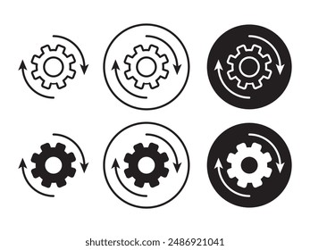 Data Recovery icon set. Black Filled and Outlined Style. Gear and Renewal Process for Fast Backup Restoration Sign. Data Recovery and Reset Vector Symbol