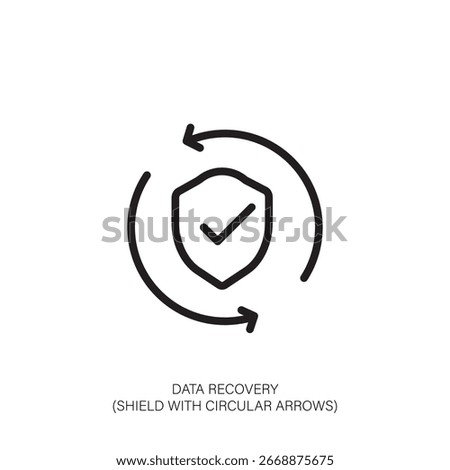 Data Recovery Icon Shield with Circular Arrows