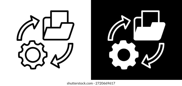 Datenwiederherstellung Symbol weißSchwarz Vektorgrafik