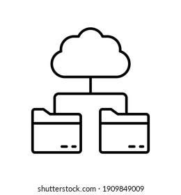Data recovery line icon. Cloud Route outline style. Cloud computing symbol. Cloud folder vector illustration isolated on white background. EPS 10