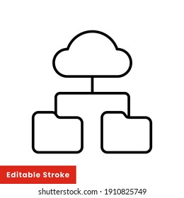 Data recovery line icon. Cloud Route outline style. Cloud computing symbol. Cloud folder vector illustration isolated on white background. Editable stroke EPS 10
