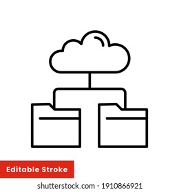 Data recovery line icon. Cloud Route outline style. Cloud computing symbol. Cloud folder vector illustration isolated on white background. Editable stroke EPS 10