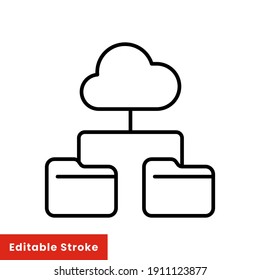 Data recovery line icon. Cloud Route outline style. Cloud computing symbol. Cloud folder vector illustration isolated on white background. Editable stroke EPS 10