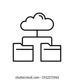 Symbol für die Datenwiederherstellung Konturstil der Cloud Route. Cloud-Computing-Symbol. Cloud-Ordner, Vektorgrafik einzeln auf weißem Hintergrund. EPS10