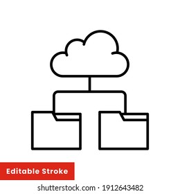Symbol für die Datenwiederherstellung Konturstil der Cloud Route. Cloud-Computing-Symbol. Cloud-Ordner, Vektorgrafik einzeln auf weißem Hintergrund. Bearbeitbarer Strich EPS10