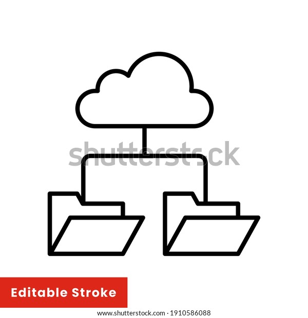 Data recovery line\
icon. Cloud Route outline style. Cloud computing symbol. Cloud\
folder vector illustration isolated on white background. Editable\
stroke EPS 10