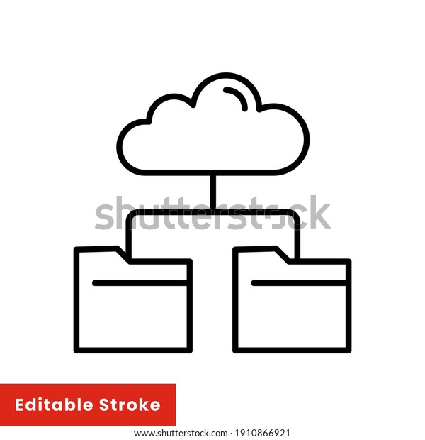 Data recovery line\
icon. Cloud Route outline style. Cloud computing symbol. Cloud\
folder vector illustration isolated on white background. Editable\
stroke EPS 10