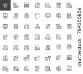 Data recovery line icons set, outline vector symbol collection, linear style pictogram pack. Signs, logo illustration. Set includes icons as hard drive disk, store binary file, transfer data