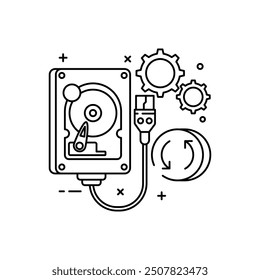 Data Recovery Outline Icon, Vector illustration