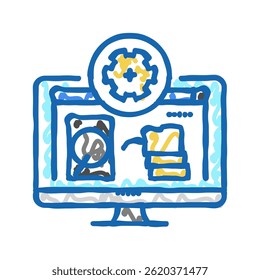 data recovery repair computer doodle icon sketch vector. data recovery repair computer sign. isolated symbol illustration