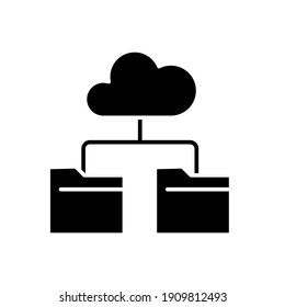 Data recovery solid icon. Cloud Route glyph style. Cloud computing symbol. Cloud folder vector illustration isolated on white background. EPS 10