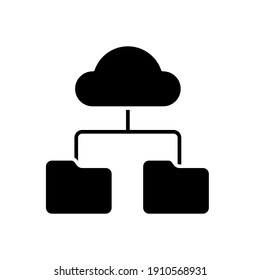 Data recovery solid icon. Cloud Route glyph style. Cloud computing symbol. Cloud folder vector illustration isolated on white background. EPS 10