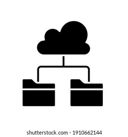 Data recovery solid icon. Cloud Route glyph style. Cloud computing symbol. Cloud folder vector illustration isolated on white background. EPS 10