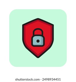 Symbol für Datenregulierungszeile. Schild, Schloss, Schloss. Datenschutzkonzept. Kann für Themen wie Computertechnologie, Datenschutz, Software, Virenschutz verwendet werden