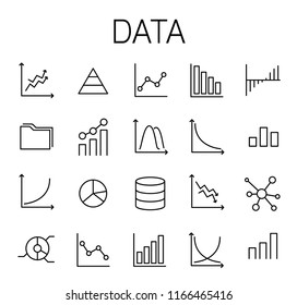 Data related vector icon set. Well-crafted sign in thin line style with editable stroke. Vector symbols isolated on a white background. Simple pictograms.