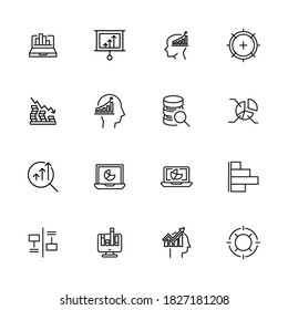 Data related vector icon set. Well-crafted sign in thin line style with editable stroke. Vector symbols isolated on a white background. Simple pictograms.