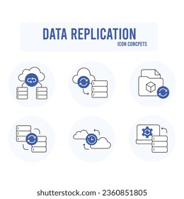 Vectorsymbol für Datenreplikation Datenbankreplikation. Vektorsymbol.
