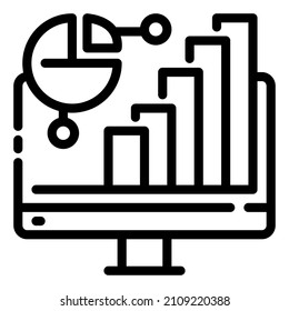 Data report chart bar and graph cloud computing network icon illustration black and white 