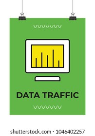 data report graph on monitor screen icon