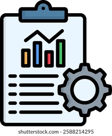 Data Report Icon Lineal Color Vector Illustration