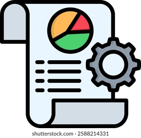 Data Report Icon Lineal Color Vector Illustration