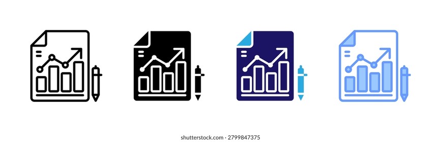 Data Report Icons, Multi Style Icon Set