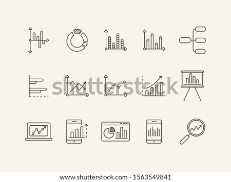 Data for reports line icon set. Chart, diagram, analytics isolated outline sign pack. Graph, analysis, statistics concept. Vector illustration symbol elements for web design and apps