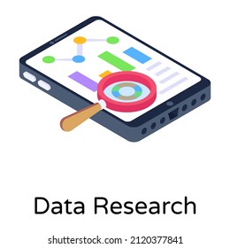 Icono de moda isométrica de investigación de datos, vector editable 

