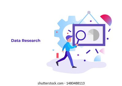 Data research. Man is researching data for business improvement.