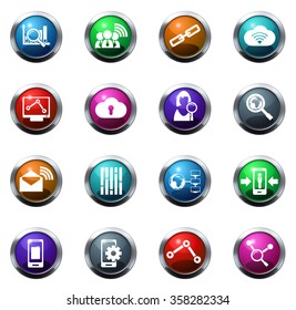 Data round glossy web icon set