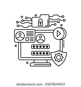 Data Safe Outline Icon, Vector illustration