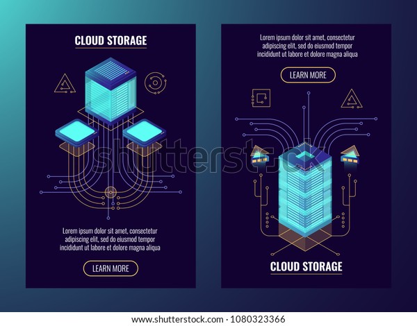 Data Safety Concept Remote Server Room Stock Vector Royalty