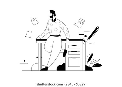 Data saving, Office Vectors Illustration Flat Line