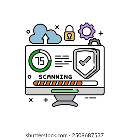 Data Scanning Fill Color Icon, Vector illustration
