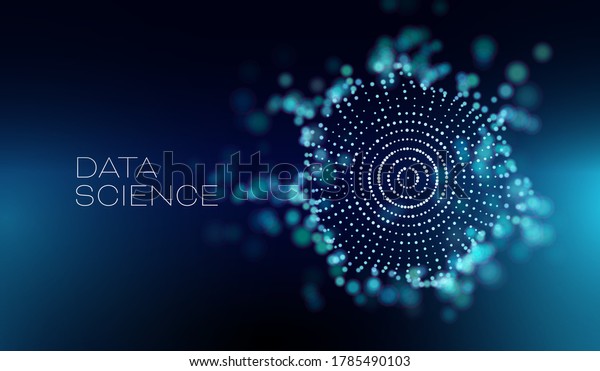 Data science abstract vector\
background. 3D sphere cloud server. Machine learning\
technology.