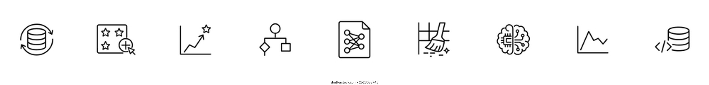 Data science, analytics icons set