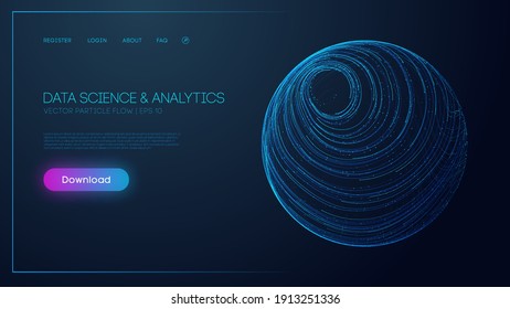 Data science and analytics. Technology background blue. Data security 3d vector background. EPS 10.