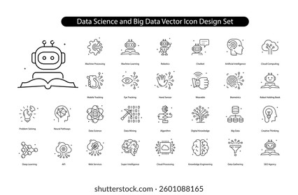 Data Science and Big Data Analytics Vector Icon Design with Editable stroke