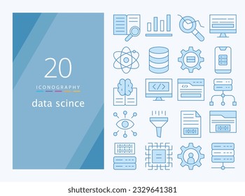 data science blue line icon for downlaod