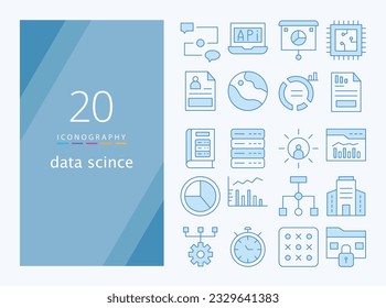 data science blue line icon for downlaod