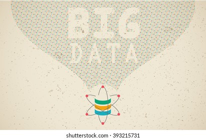 Data science and communication concept with flow of information and BIG DATA wording.