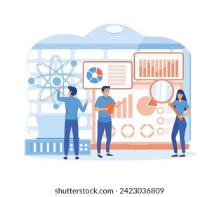 Data science concept. Online data storage technologies. Financial forecast, market research. flat vector modern illustration 