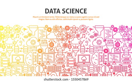 Data Science Concept. Vector Illustration of Outline Banner.